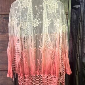 Floral Lace Fringe Kimono